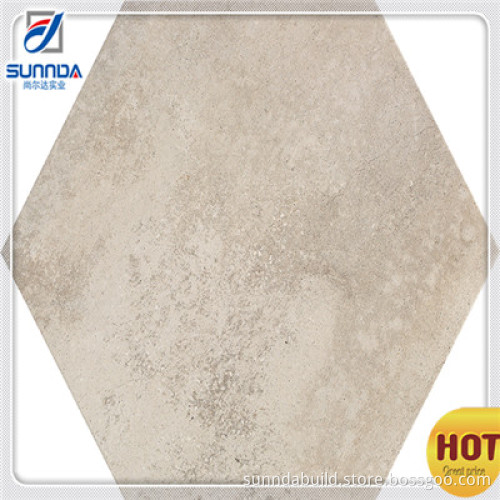 China 520x600mm new arrival rustic porcelain hexagonal anti-slip restaurant flooring decorative tiles with light yellow color